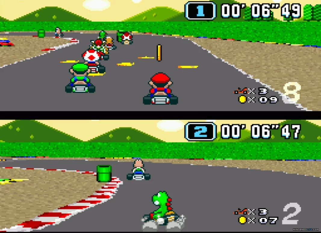Super Mario Kart gameplay footage (1992)